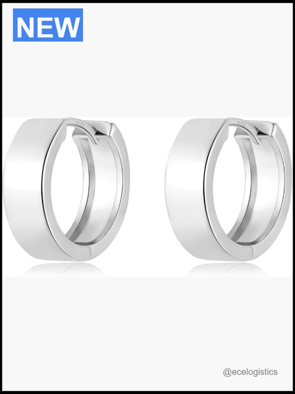 Wide Chunky Hoop Earrings, 925 Sterling Silver Post, Hypoallergenic Mini Huggie